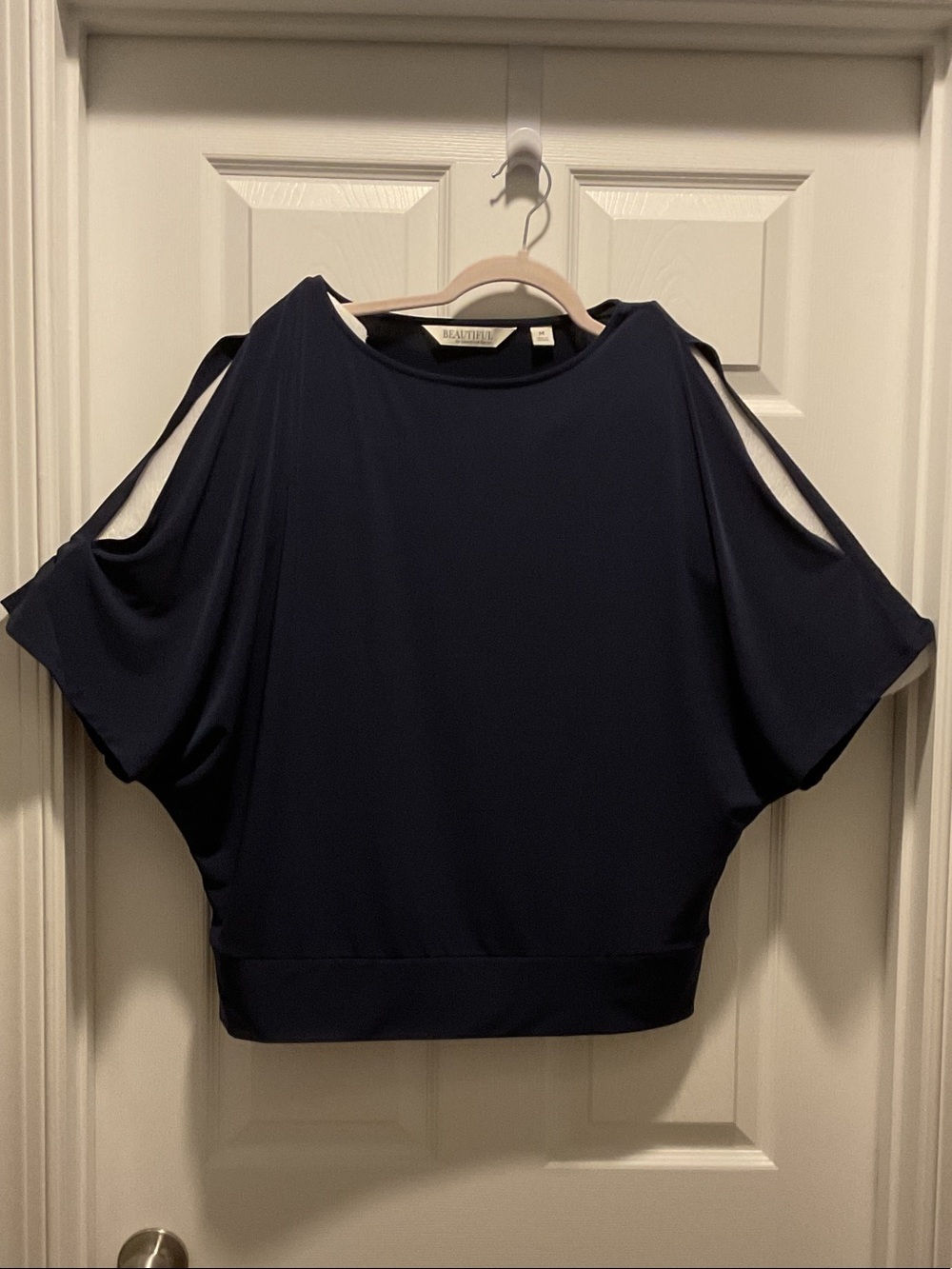 Navy Cold-Shoulder Women's Top